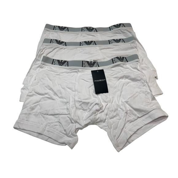 12-61 EMPORIO ARMANI Men's Boxer Briefs 100% Cotton White 3-PACK Medium - Picture 1 of 11